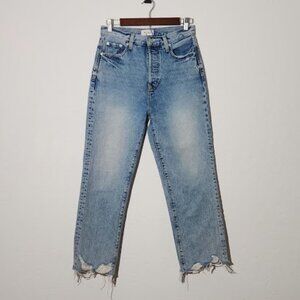 Pistola Women's Button Fly Distressed Raw Hem Jeans in size 25